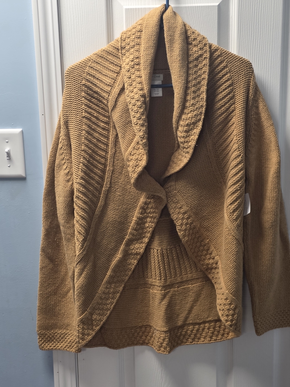Coldwater Creek Open Shawl Collar Cardigan in Mustard Gold